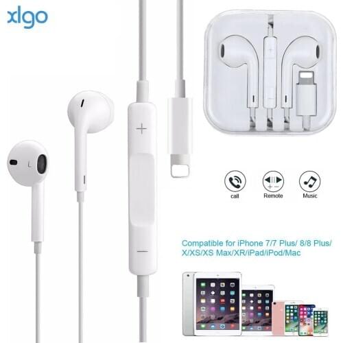 Wired Lightning earphones for iPhone 7 8 8P X XR XS Max HiFi sound In-Ear Stereo Earbuds with Microphone and Volume control