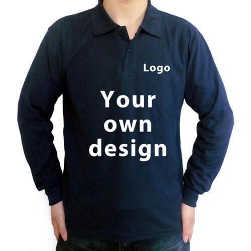 New Men Polo Shirts Mens Casual Long Sleeve Solid Cotton Polo Shirt Unisex Custom Print Your Own Design Logo Fashion Brand Tops