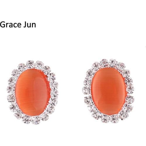 9 Colors Choose Fashion Rhinestone Opal Clip on Earrings Without Piercing for Women Elegant Earrings No Ear Hole Earrings