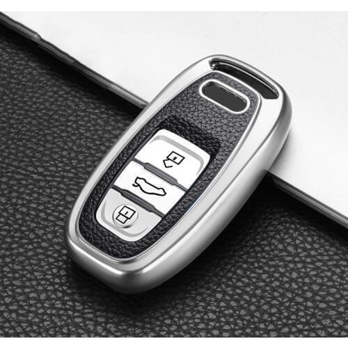 TPU Leather Car Key Case For Audi A4 A4L A5 S5 A6 Q5 SQ5 3 Buttons Smart Remote Key Case Remote Holder Keychain Car Aceessories