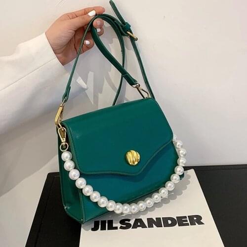 Vintage Pearl Tote bag 2021 Fashion New High-quality PU Leather Womens Designer Handbag Small Shoulder Messenger Bag Purses
