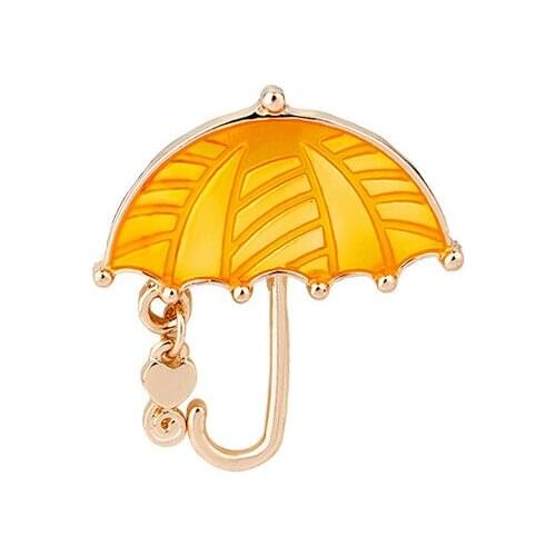 Its Raining Umbrella Heart Brooches Pins Yellow Green Enamel Pin Women Fashion Cartoon Button Pins Denim Badge Brooch Jewelry