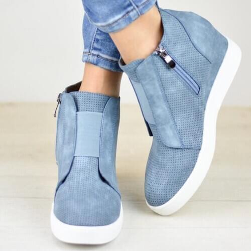 2019 New Women Platform Wedge Sneakers Booties Ankle Heels Fashion Ladies Shoes Chaussures Femme