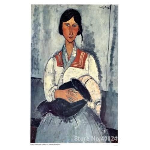 Portriat oil Painting for Living room Gypsy Woman with Baby by Amedeo Modigliani Hand painted High quality