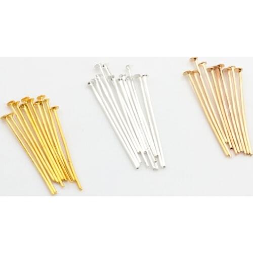 Free Shipping 200pc/lot 35MM Golden Metal Flat Head Pins Needles Bronze Rhodium DIY Jewelry Findings Making Accessories