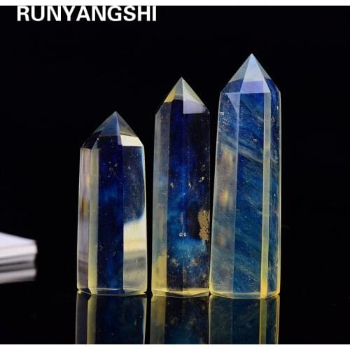 4-7cm 1pcs Artificial Yellow smelting crystal wand point stone DIY home decor crystal hexagonal