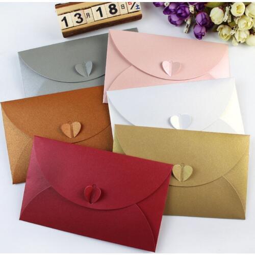 1pc Blank Mini Heart Buckle Retro Paper Envelope Wedding Party Invitation Envelope For Letter Greeting Christmas Halloween Cards