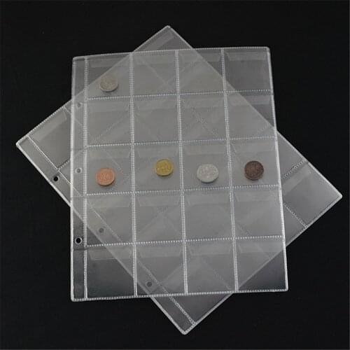 10PCS album for coins albums page 20/30/42 pocket coins collection PVC transparent inside pages 250 x 200 mm coins loose leaf