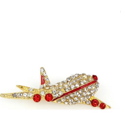 100pcs/lot Fashion Jewelry Rhinestone Crystal mix color Airplane Pin Brooch