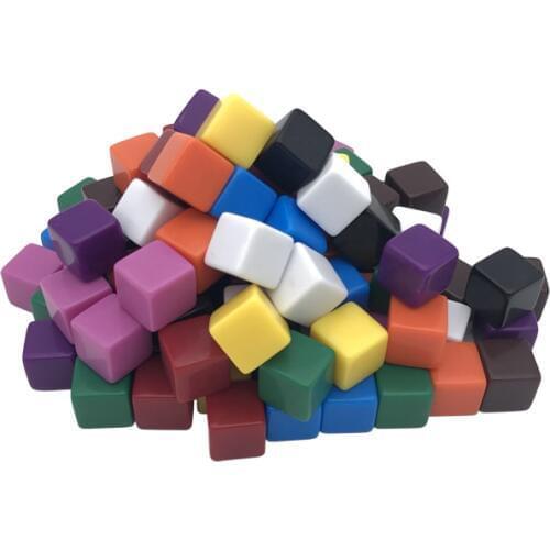 100Pcs/Lot New High Quality 16mm Acrylic Color Blank Dice D6 Can Write Carving Children Teaching Game Dice Wholesale Board Games