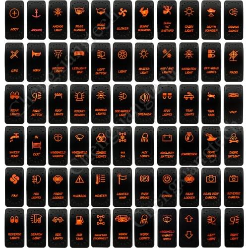 12v 24v-Orange Led - Car Boat Caravan Marine- Rocker Switch-Laser Eatched- for Carling ARB NARVA 4X4-Waterproof, Heaps Design
