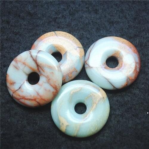 2PC Nature Snake Jasper Stone Pendants Size 30MM 35MM 40MM Donut Shape For Women Necklace Making Accessories Wholesale Price