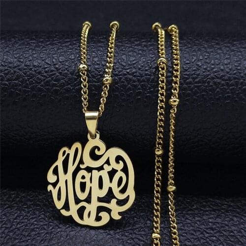2021 Fashion Stainless Steel Letters Hope Chain Necklaces Women/Men Gold Color Choker Necklace Jewelry collier lettre NXH159S05