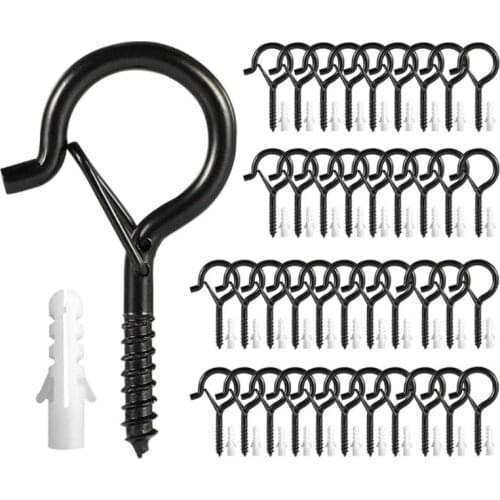 40 Pcs Household Ceiling Screw Hooks Lamp Holder Hooks Suitable For Outdoor Lights Birdhouses with Safety Buckle Design