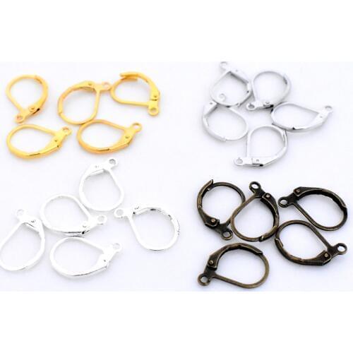40pcs/lot 15x11mm Bronze/Gold/Rhodium/Silver Colors Plated French Earring Hooks Wire Settings Base Settings Whole Sale