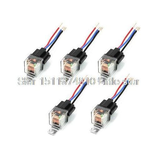 DC24V 80 Amp 4 Pin Female Socket Green Indicator 1NC SPST JD2912 Car Relay 5 Pcs