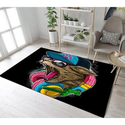 Home Indoor Childrens Room Floor Area Mat Kitchen Cushion Bathroom Carpets Non-Slip Rugs Fashion Cat Wears Headphone And Hat