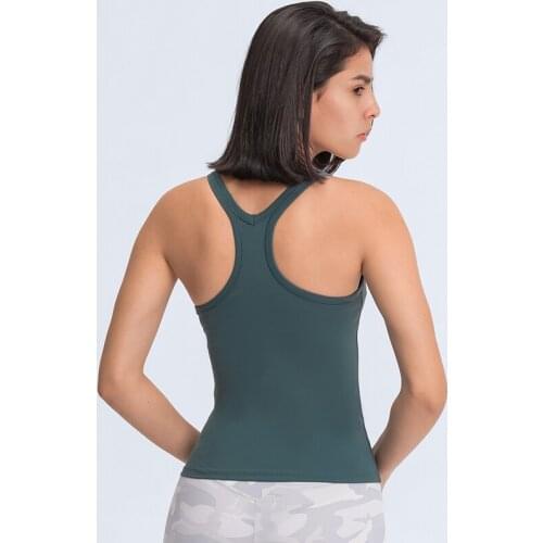 Heyyoga Women Bare Padded Slim Fit Workout Fitness Tank Tops Racerback Naked Feel Training Gym Yoga Vest Sleeveless Shirts