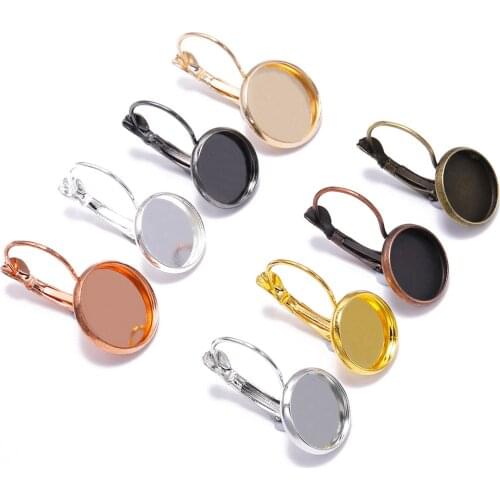 French Earring Hooks & Cabochon Setting Base Gold Silver Color Metal Clasps for DIY Jewelry Making Findings Supplies