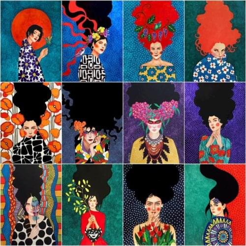 GATYZTORY 5D DIY Diamond Painting Kit Portrait Cool Girl Diamond Embroidery Cross Stitch Rhinestones Mosaic Decortion