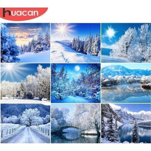 HUACAN Paint By Number Snow Tree Drawing On Canvas HandPainted Home Decor Painting Art Gift DIY Pictures By Number Winter Kits