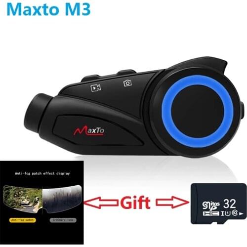 Maxto M3 Motorcycle Helmet Intercom Bluetooth WIFI Recorer Group 6 Riders Moto Interphone 1080P DVR Dash Camera Fit V8 V6 BST3