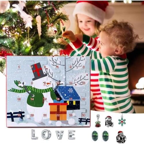 Advent Calendar Christmas Countdown Calendar DIY 24 Days Xmas Charms 2 Pcs Bracelets With 22 Charms Beads Jewelry Making Set
