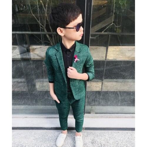 Baby Boys Girls Handsome Jacket +Pants 2Pcs Clothing Set Gentleman School Kids Formal Wedding Suit Children Performance Dress