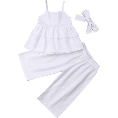 Summer Kids Baby Girl Toddler Outfits Summer Top T Shirt + Flare Pants Clothes 6M-5T Two-piece Baby Girls Clothes Sleeveless