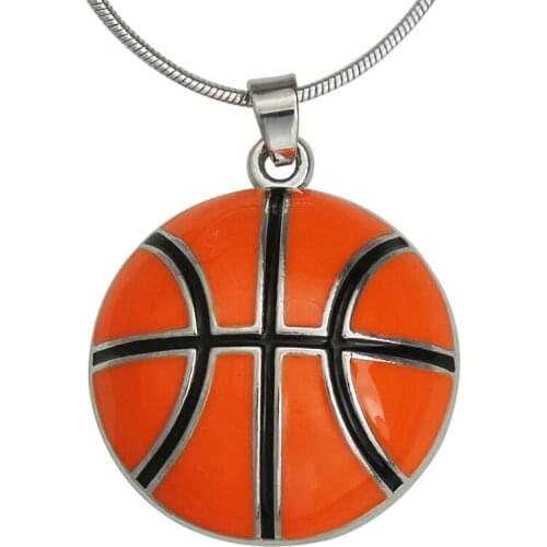 RAINXTAR Fashion Alloy Sporty Colorful Enamel Basketball Pendant Fitness Necklaces For Kids Gifts FN003