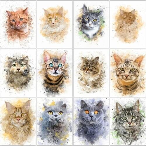 MomoArt Diamond Embroidery Cat Picture Of Rhinestones Diamond Painting Animal Cross Stitch Mosaic Full Drill Square Home Decor
