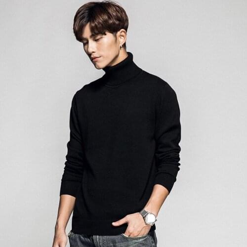 MRMT 2021 Brand New Mens Sweater Cotton Thin Slim Fashion Turtleneck Sweater Pullover for Male Tops Casual Solid Color Sweater