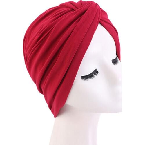 Muslim Hairbands Bonnet Women Pure Color Turban Hat Headscarf Women Headband Head Wraps Head Cover Lady Night Cap Round Caps