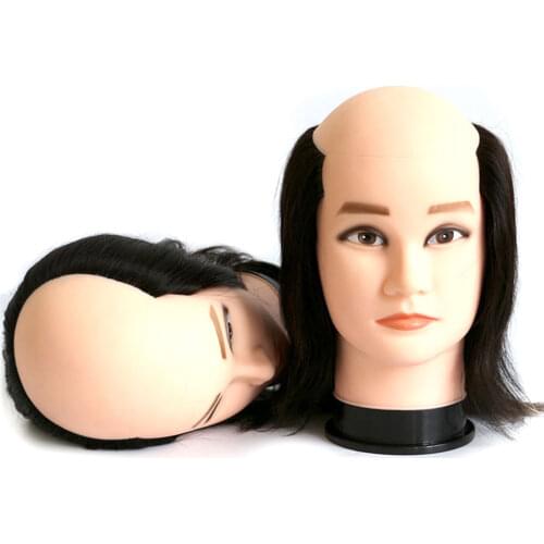 Male Mannequin Training Head Without Beard Hair Dummy Doll Hairdressing Practice Maniqui Head With Human Haiir For Hair Cutting
