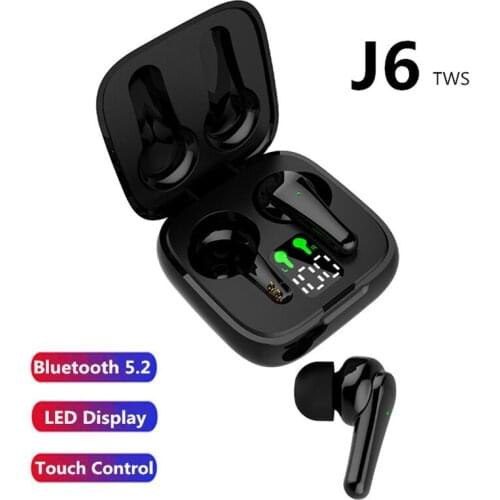 2020 New J6 TWS Bluetooth5.2 Earphones Wireless Sport Earbuds Touch Control LED Display Headset Music Headphones For Smartphones