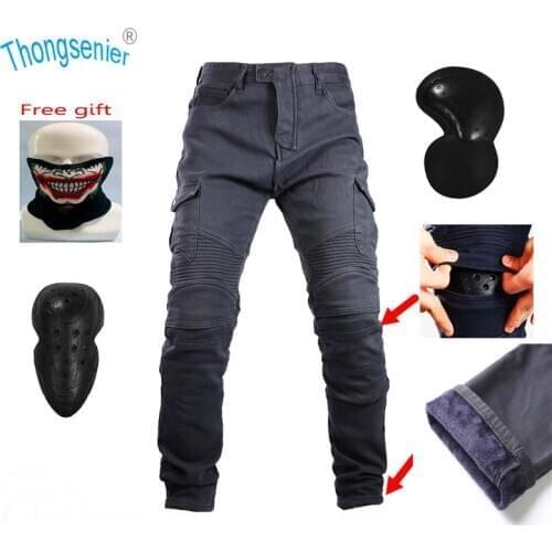 New listing winter warm and fall-proof riding pants stretch slim-fitting motorcycle pants protective gear