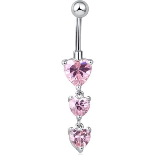 New Fashion Simple Crystal Heart Belly Button Rings for Women Sexy Crystal Heart Jewelry Gifts
