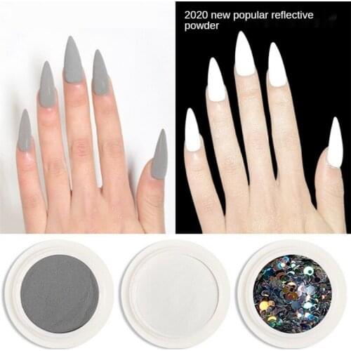 Reflected Nail Glitter Powder Shiny Glow Party Dipping Nail Powder Reflective Nail Art Tools for Disco Dancing Luminous Chrome