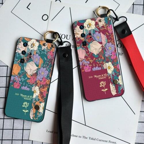 Luxury 3D Flower Case For Huawei P20 Lite E 2019 P30 P40 Neck Lanyard Silicone Cover For Huawei P20 P30 P40 Pro Plus