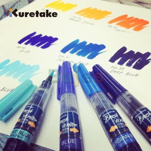 Kuretake Brush Writer Blendable Color Brush Pen,Ink Cartridge for Brush Writer ,Available in 24 colors,Extremely fine brush type