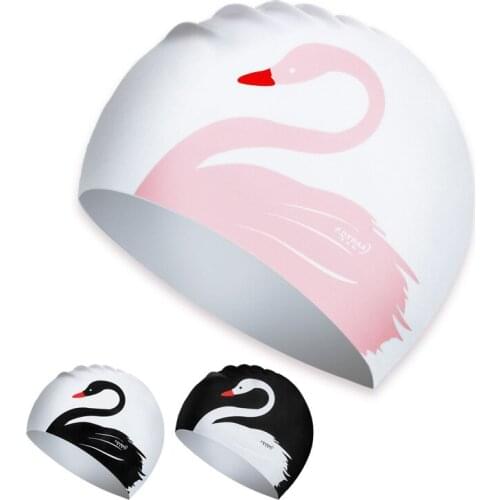 Swimming cap female long hair waterproof earmuffs silicone swimming cap adult headless cute fashion swimming suit equipment