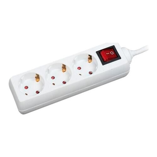 3-socket plugboard with power switch Silver Electronics Supra 9640 White