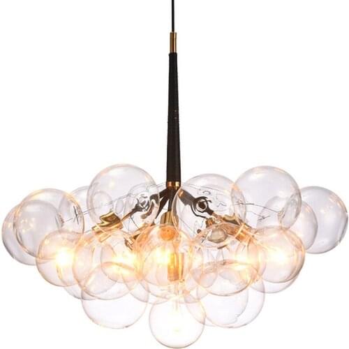 Modern Art Molecular Led Chandelier 9 12 20 Glass Bubbles Fashion Lamp Designer Dinner Bedroom Kitchen Hanging Light Fixtures