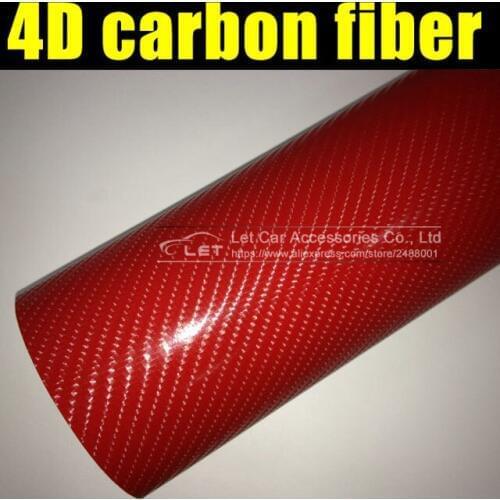 Car styling bright 4D red Carbon Fiber Vinyl film Colored Glossy Carbon Fiber Vinyl Film Auto Wrapping Vinyl Wrap Foil