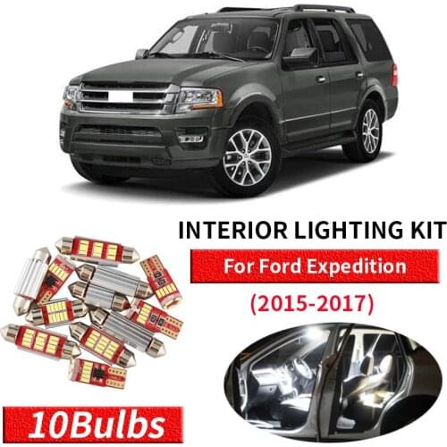 10Pcs White Canbus led Car interior lights upgrade Kit for 2015 2016 2017 Ford Expedition led interior Dome Trunk lights