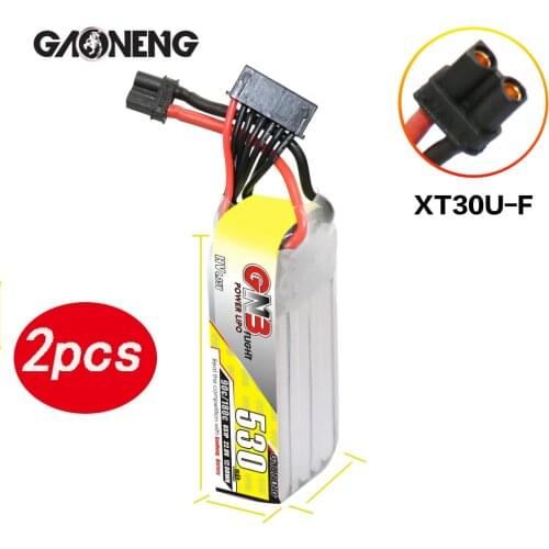 2PCS Gaoneng GNB 2S 3S 6S 530mAh 90C HV 3.8V 4.35V PH2.0 Connector Flight Power Lipo Battery Pack XT30 Plug