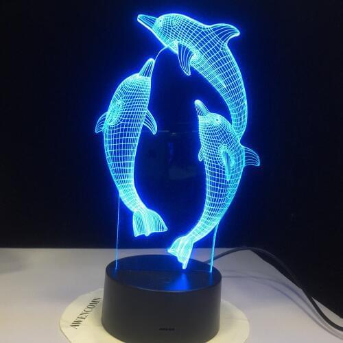 3D Lamp Optical Illusion Night Light Dolphin 7 Colors USB LED Night Lamp for Kids Rooms Home Decoration Dropshipping