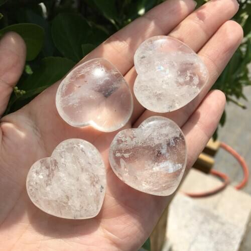 4pcs Natural crystal white heart energy healing