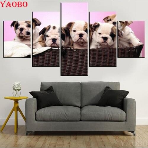 5d diy diamond painting Cross Stitch animal dog Diamond embroidery Shar Pei full square round mosaic Rhinestone decoration 5 pcs