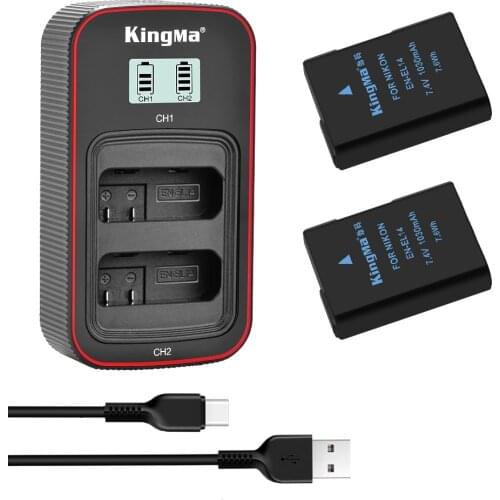 KingMa EN-EL14 Rechargeable Battery LCD USB Dual Charger For Nikon D3300 D3400 D5300 D5600 D5100 D5200 P7000 P7100 P7700 P7800